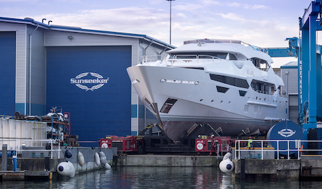 Image for article Second Sunseeker 155 emerges from construction shed