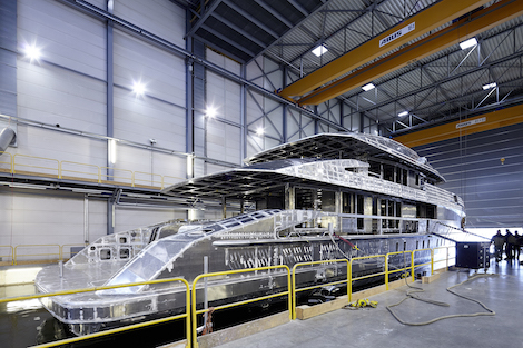Image for article Heesen completes joining of Project Nova's hull and superstructure
