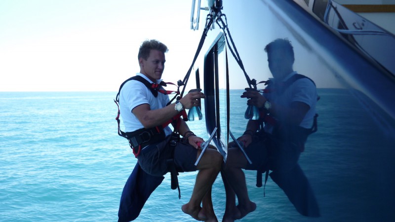 Superyacht safety - crewmember cleaning