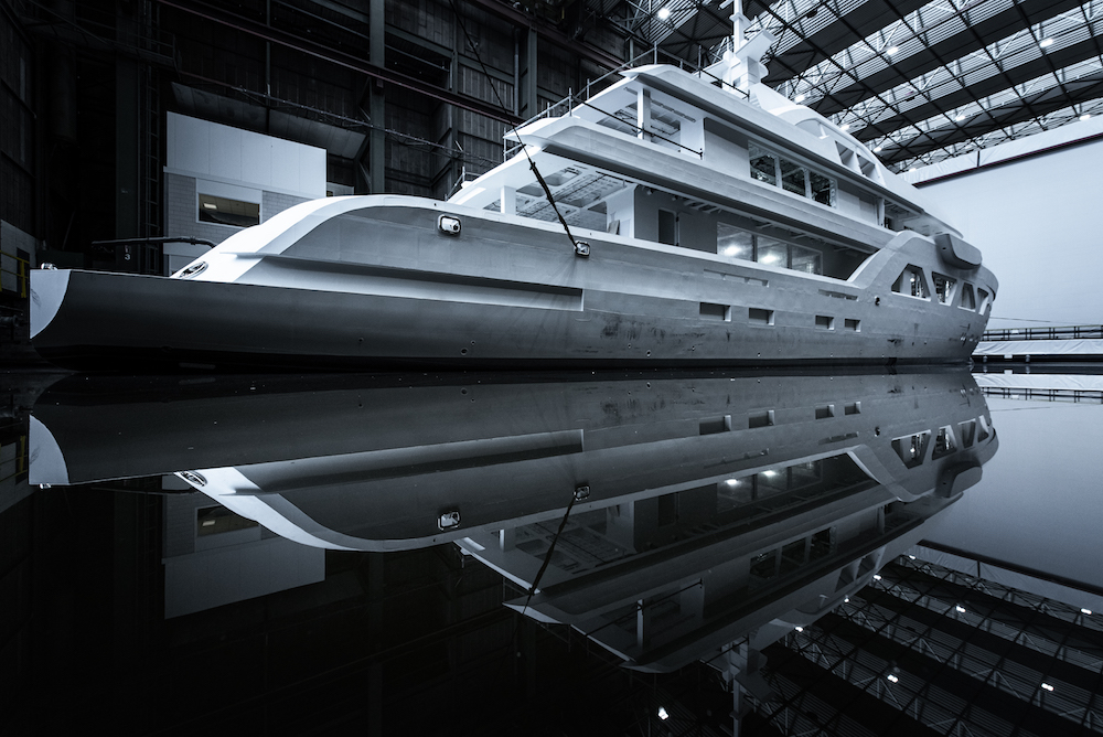 Image for article First Amels 60 hull begins outfitting phase