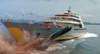 Image for 100m+ steel motor vessel launched in Indonesia 