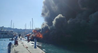 Image for Classic sailing yacht catches fire in Corfu